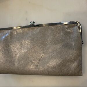 Elegant Gray Leather HOBO Clutch and wallet - new!